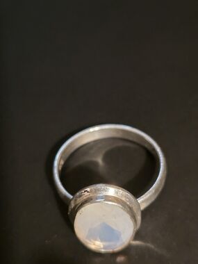 Source Unknown Silver Ring with Opalescent White Stone